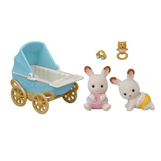 森贝儿家族（Sylvanian families）日版巧克力兔宝宝推车 过家家女孩玩具玩偶套装 生日送儿童礼物