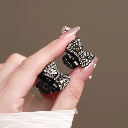 Jiuweiya sparkling diamond bow small clip light luxury small shark clip forehead bangs hair clip female top clip hairpin side clip JYFJ152 sparkling diamond bow small clip 1