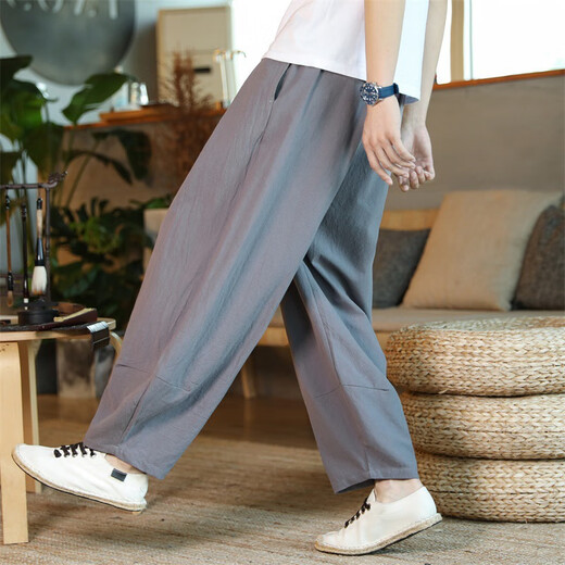 Pantalones de algodón y lino al estilo chino aclosmil Men Bloomers de rábano Bloomers japoneses