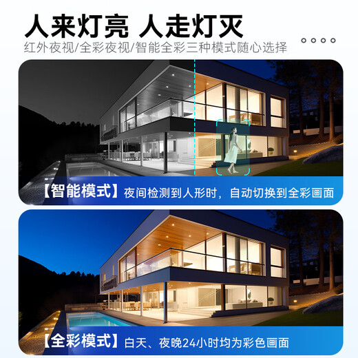 海康威视（HIKVISION）皓视通无线监控摄像头4路套装全彩夜视400万高清室内监控语音对讲360度全景监视器内存卡套装 128G