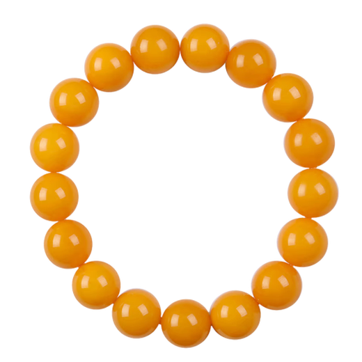Zhenghe Jewelry Raw Stone Beeswax Bracelet Loose Beads Natural Chicken Fat Yellow Full Honey Single Circle Amber Bracelet Women's Birthday Gift for Girlfriend