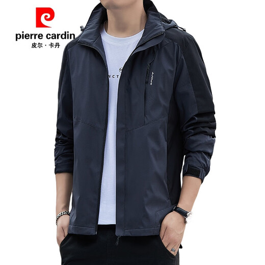 
Pier Cardin four season men's charge jacket thin casual sports fitness jacket hooded style. Clothes young middle-aged outdoor 6629 dark gray XL