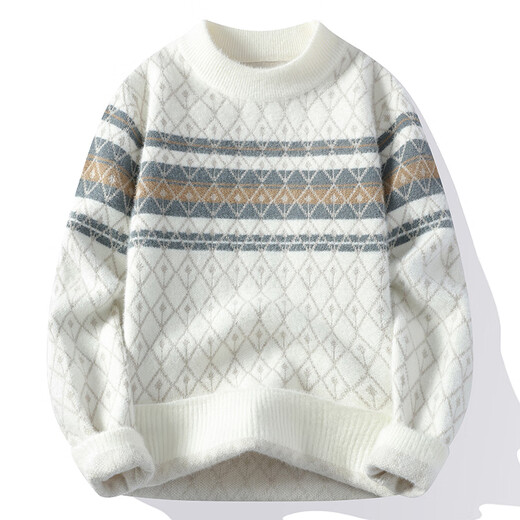 
Dragon peach soft glutinous mink sweater for men in autumn and winter thickened plush half turtleneck base knit sweater for men keep warm 9905 white about 120-135 Jin [Jin equals 0.5 kg] can be worn XL