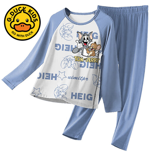 G.DUCKKIDS2025 new boys pajamas spring and autumn style modal long sleeves big children autumn teenagers and children's home clothing set S12159 100 size 8 recommended height 100-110, weight 3
