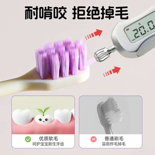 COOKSS儿童牙刷3-6-12岁宝宝软毛口腔清洁器小孩训练牙刷牙膏8支装