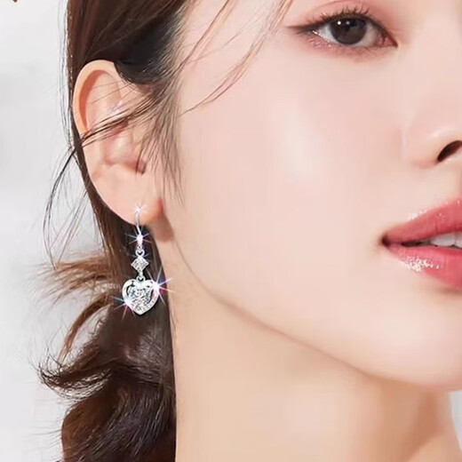 MZMZ platinum earrings for women PT950 platinum earrings long light luxury earrings Valentine's Day birthday gift for girlfriend and wife light luxury style - white diamond