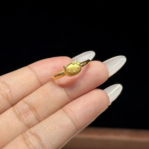 MHFDO (NAGA QUEEN) Old Phoenix Gold Store Gold Hello Kitty Ring Women's New 999 Pure Gold Kai 1.98g