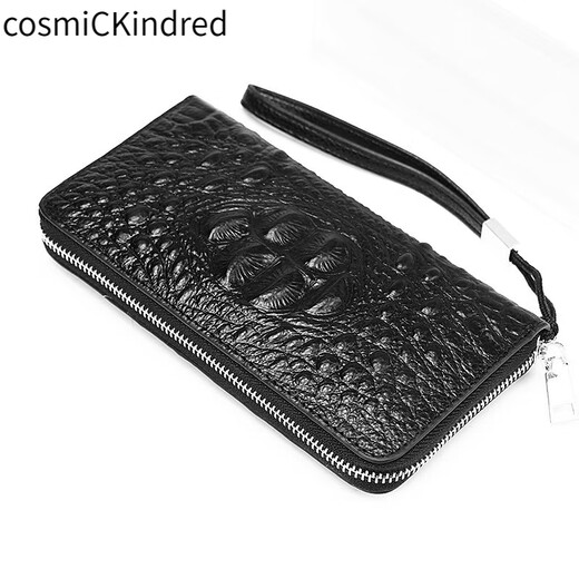 CosmicKindred2025新款钱包男士鳄鱼纹压花头层牛皮钱夹皮夹商务多卡位长款手包 8809鳄鱼头