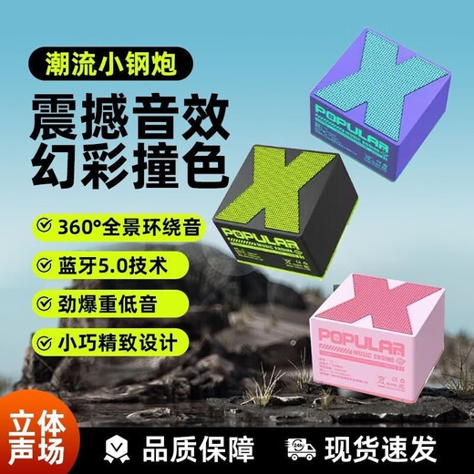 潮流高颜值蓝牙音响 双机串联低音炮 户外迷你发烧高音质便携小型无线蓝牙音响 HIFI高音质 元气桃