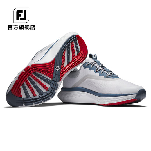 
FootJoy golf shoes men's shoes new FJ Quantum sports lightweight golf sports shoes comfortable and stable without spikes White/Blue/Red-56989 Size 41 = US size 7.5