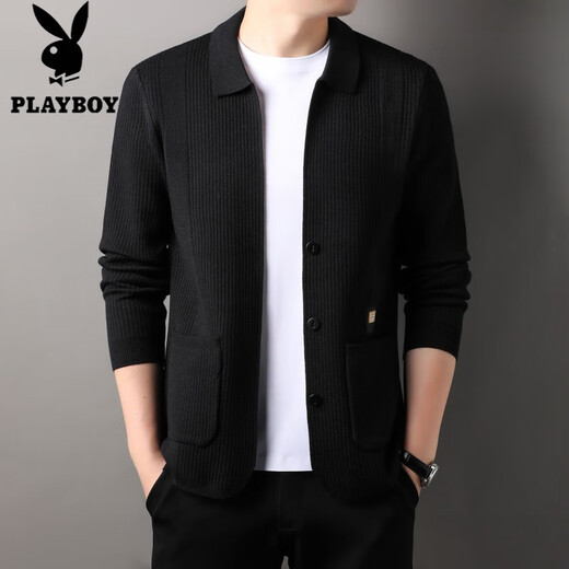 Playboy (Playboy) Frühlings- und Herbst-Strick-Strickjacke für Männer mit mittleren Alter Casual Thin Longleved Jacket Korean Style Slim Pullover Jacke Kamel M.