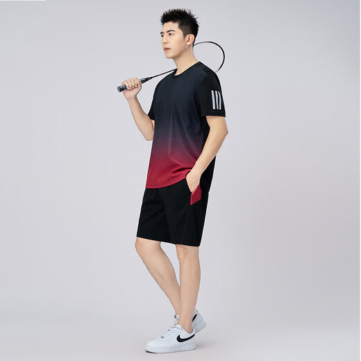 Playboy (Playboy) Traje deportivo de secado rápido para el uniforme de bádminton masculino con gordo talla grande de verano Carrera suelta Set de dos piezas de dos piezas Green 9902 L 90-110Jin [Jin iguala 0.5 kg]