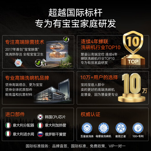 Huiman Home Appliance Renewal Subsidy American HUMANTOUCH dishwasher embedded household fully automatic door drying 18 sets + 3 streamers b2plus sterilization and disinfection all-in-one machine independent fully dry storage B2 Plus-2 white