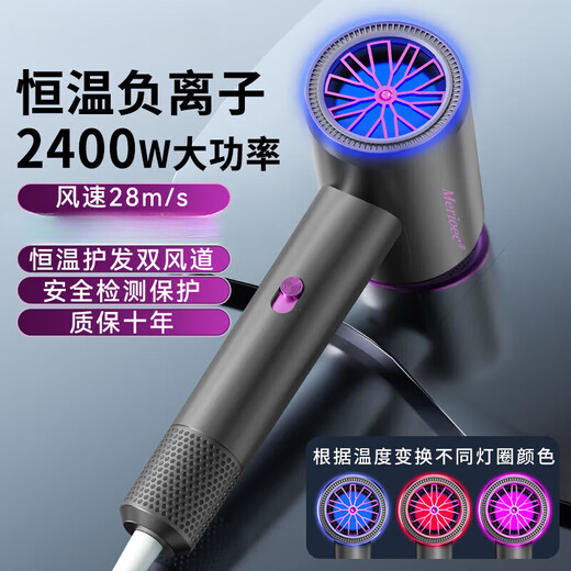 XVVMI German technology high-speed home hair salon dedicated hair dryer barber shop care hair dryer home light negative ion high power does not hurt hair speed platinum model gray 2400w-900 million negative ions 1