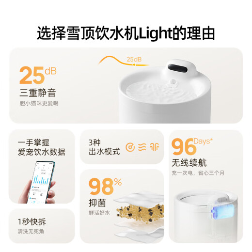 Hiigge嗨吉雪顶饮水机Light智能无线宠物饮水机 猫咪饮水机酸奶机