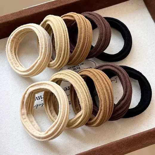 Lika Shi High Elasticity Thick Seamless Hair Tie Women's Hair Tie Rubber Band Hair Accessory Hair Tie Durable Rubber Band Headgear High Value Dark Brown Towel Ring 10 Pack