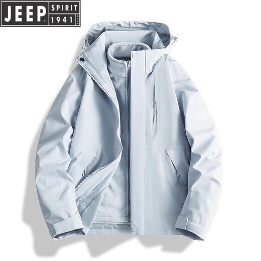 Jeep (JEEP) mountaineering jacket for women 2025 new three-in-one spring and autumn outdoor couple travel small jacket for men 96888 women - mineral powder [three-in-one detachable S recommended 75-90Jin [Jin equals 0.5 kg]