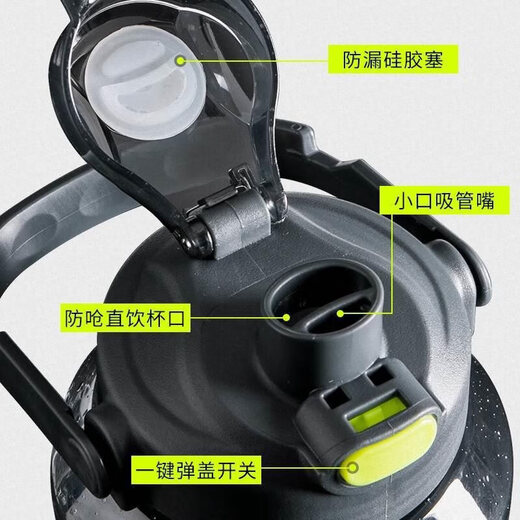 Pengjing sports water cup large capacity kettle plastic cup summer cool kettle fitness portable anti-scalding cup for male and female students black sports cup heat-resistant and anti-fall 1500ml