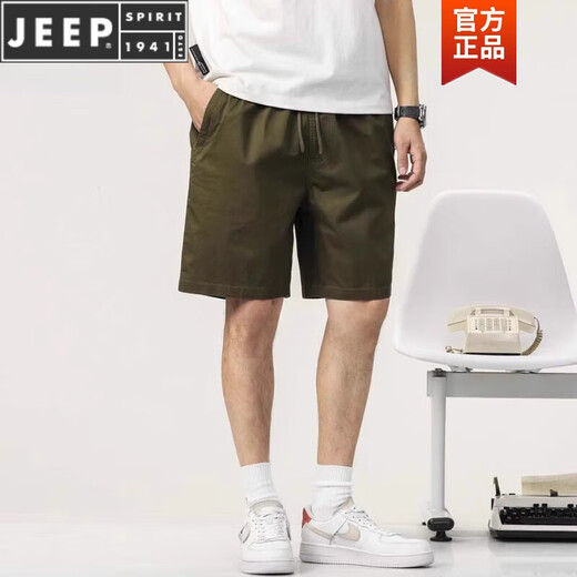 JEEP SPIRIT casual shorts men summer 2025 new trendy loose straight cotton khaki five-point pants men 9224 khaki M Recommended [90-110]
