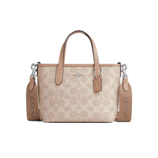 COACH Valentine's Day Gift Women's Small Shoulder Crossbody Bag city15 Tote Bag PVC with Leather as a Gift for Girlfriend CW032SVPWH Milk Brown