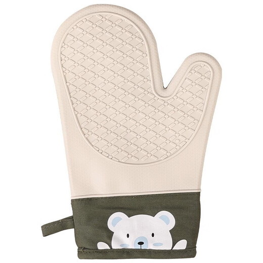 Xiaoqi heat-proof gloves for microwave ovens, high-temperature anti-scalding gloves for kitchen baking, thickened heat-proof gloves, baking anti-scalding gloves, 2 fingers, 1 green