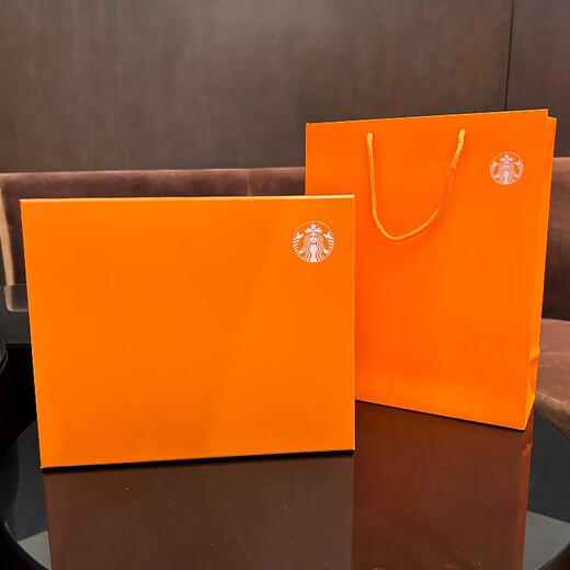 星巴克杯子礼品定制水杯双饮口保温杯吸管杯咖啡杯伴手礼新年礼物 白女神加马克杯橙礼盒