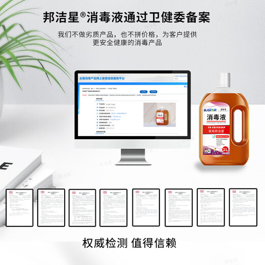 Bangjiexing Clothing Disinfectant 1L Clothes Home Disinfection, Inactivation of Influenza A Virus H3N2 Fungus, Mite Removal 100% Non-84 Alcohol