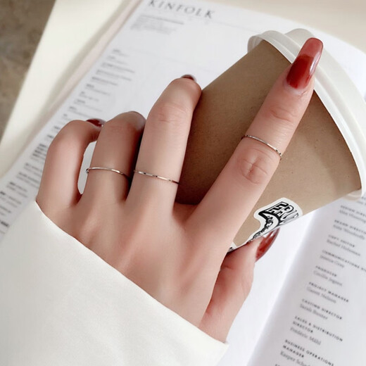 MENGDAILI plain ring rose gold ring women's light luxury high-end new niche design ring rose gold-frosted US size 7 (suitable for 95-115 Jin Jin equals 0.5 kg)