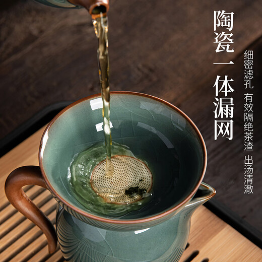 Xiangye Ge Kiln Tea Set Ice Crack Complete Set Japanese Open Tea Cup Teapot Cover Bowl Tea Washer Tea Can Six Gentlemen Ge Kiln Xin Yue Xi Shi Pot Eight Cup Tea Ceremony Set 13 Pieces