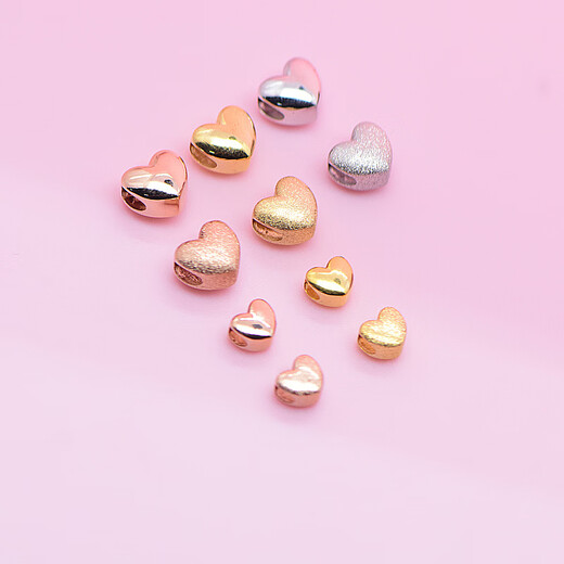 Medium red 18K gold thick three-dimensional love heart pendant Au750 necklace clavicle chain accessories pendant one large shiny model 18K yellow gold one