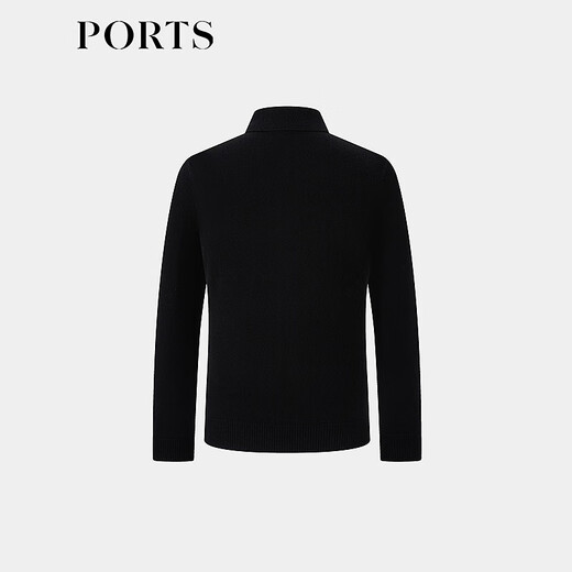 PORTS men's clothing 2025 spring and summer new wool cashmere blended soft and warm jacket knitted cardigan black S
