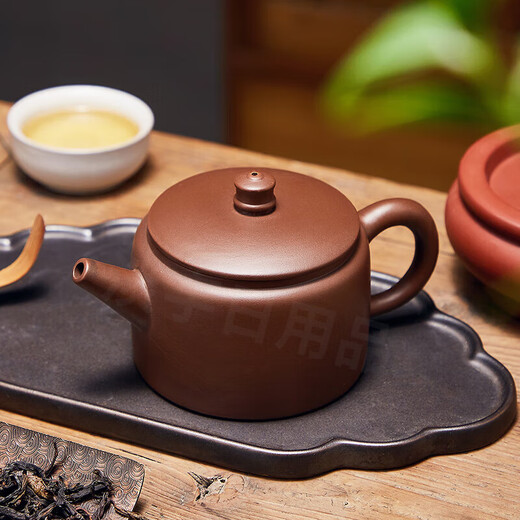 Large mouth teapot, open mouth purple sand teapot, wide mouth Kung Fu tea set, large capacity Zhuni practical well railing teapot, purple Han tile teapot 200ml