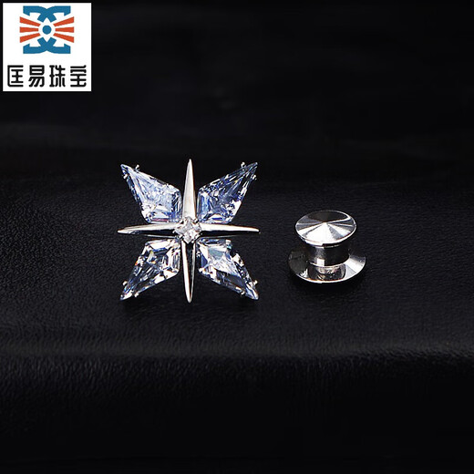 匡易星光胸针镀真金高档精致徽章胸花衬衫领针扣男女西装配饰生日礼物 白金色一枚简装 现货