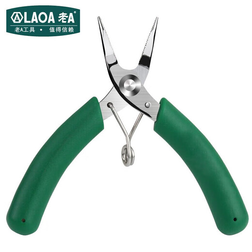 LAOA old A mini needle nose pliers stainless steel toothed electronic pliers needle nose pliers household 4 inches LA119203