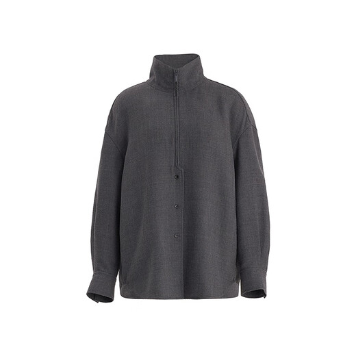 AUM (AUM) celebrity style AUM new winter double-layer tweed shirt pants half twilight gray shirt S