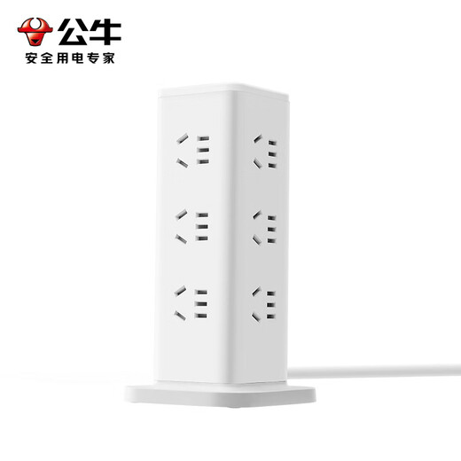 BULL vertical office socket strip, total length 1.6 meters, master control plug-in board, wiring board overload protection, universal multi-hole plug for home office dormitory, 12-bit master control | strong power model UL1012