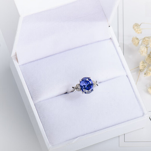 Shilian S925 sterling silver sapphire ring women's tanzanite sapphire ring live mouth women's ring gemstone jewelry jewelry ring 925 sterling silver platinum plated live mouth finger ring