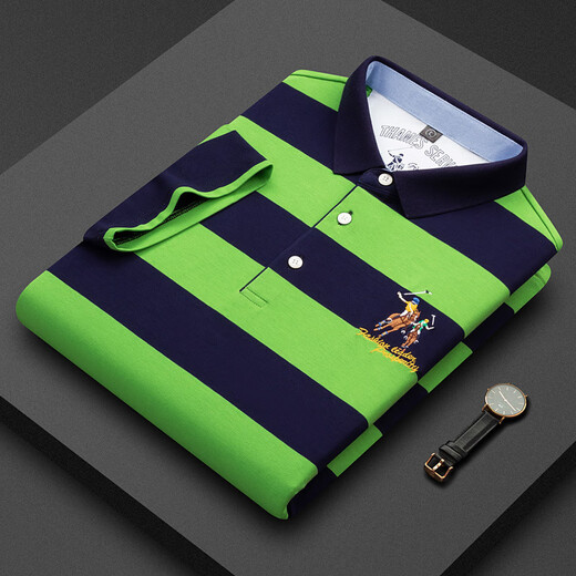 Meister Polo-Männer langärmelte T-Shirt Cotton Revers Top Business Casual Striped Polo Shirt mit mittleren Alter Frühling und Herbst 3882 Weiß [Sommerdünnstil] 2xl