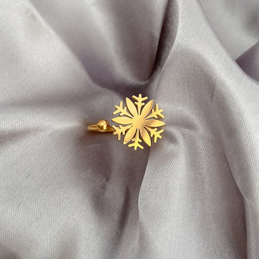 QUAMER old phoenix gold store model snowflake ring for women niche design internet celebrity trendy ins simple cold style titanium steel personality snowflake titanium steel ring (US size 6)
