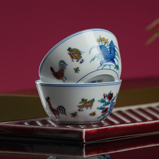 Tao Xichuan Jingdezhen ceramic tea cup antique collection Chinese style fighting color chicken cup high temperature white porcelain master cup high-end gift