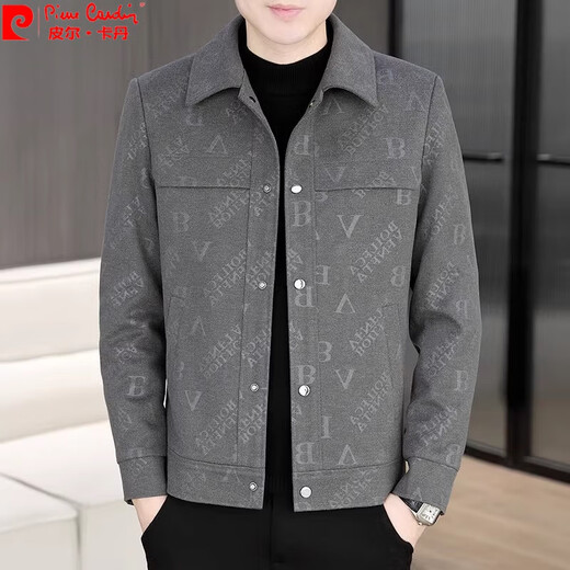 Pierre Cardin Herrenjacke 2025 Frühlings- und Herbst-neue Casual Jacket Herren Trendy Vielseitige Revers Jacke Hemd 826 Grey XL [120-135jin [Jin gleich 0,5 kg]]