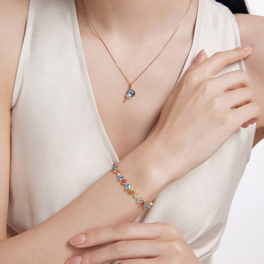 Chow Tai Fook ENZO Sunset Orange Sea 18K gold colorful gemstone diamond bracelet for women 17.5cm EZV8790