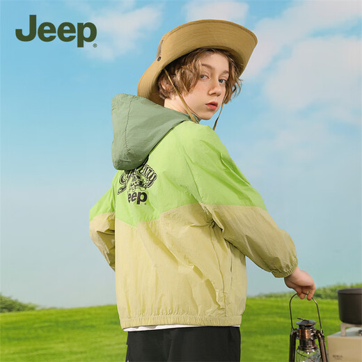 Jeep children's clothing children's sun protection clothing 2025 summer new boys and girls summer thin jacket baby sun protection clothing bird's tail green 170 cm recommended height 165-175