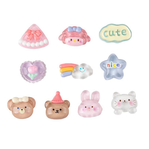 Oin cartoon hole shoes accessories crocs shoe flower suitable for Crocs decorative shoes buckle accessories Zhibixing cross children transparent small animals [10 pieces set]