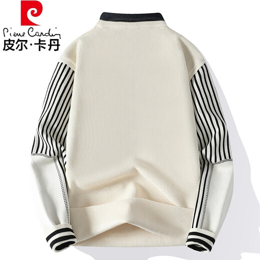 Pierre Cardin gefälschter zweiteiliger Pullover Herbst- und Winterstil Dicker Spleißstrick-Hemd-Hemd-Hemd-Hemdkragen plus Samt gestreiftes Gewinde 9277 Schwarz (ca. 115 ~ 135 Jin [Jin Equals Equals 0,5 kg] kann getragen werden) xl