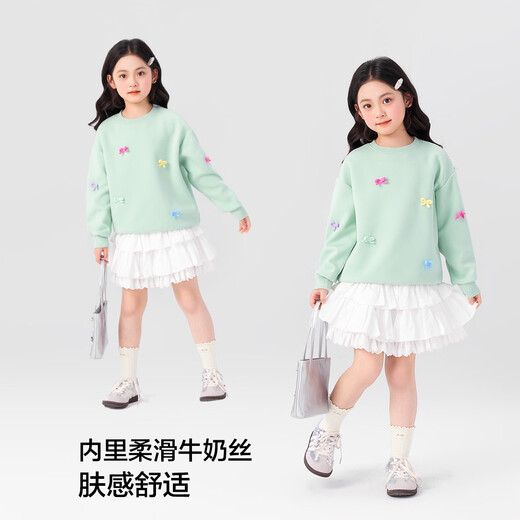 Zuoxi Girls Sweatshirt Autumn Children's Tops Fashionable 2025 New Autumn Clothes Girls Medium-Grand Children's Clothes Green 130