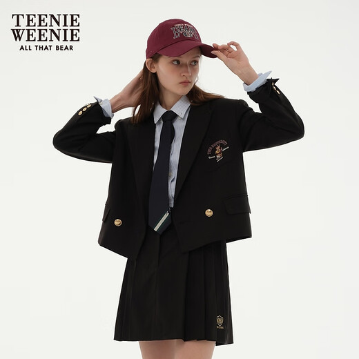 Teenie Weenie Bear Blazer Women's Autumn and Winter College Style Casual Small Single-breasted Small Blazer Women's Black M (165)