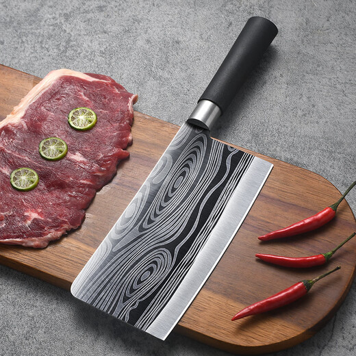 Fat Dong Lai Supermarket complete set of home kitchen knife combination stainless steel household vegetable cutting knife running Jianghu bone knife pattern bone chopping knife 6-piece set including knife holder