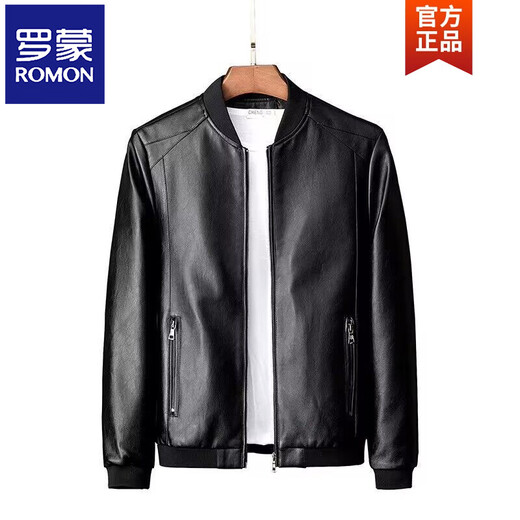 ROMON Men's Priority Baseball Collar Leather Jacket Men's Autumn New Trendy Versatile Handsome Motorcycle Pu Leather Jacket Men's 817 Black Recommended 85-100 Jin Jin equals 0.5 kg M