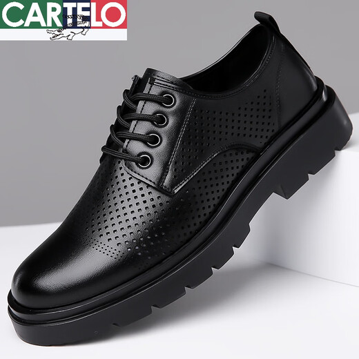 CARTELO crocodile casual leather shoes men's genuine leather 2025 new spring and autumn British style business formal wear big head suit wedding shoes men black four seasons 40